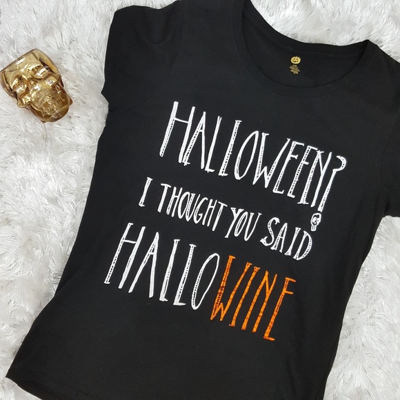 Halloween Tops - Halloween Wine Funny Holiday Skull T-Shirt